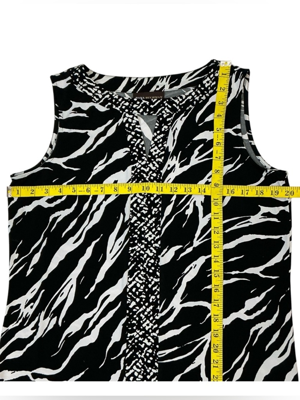 Zebra Animal Print Top Sleeveless Kehole Tunic Tank Blouse Black White Large - Picture 10 of 16